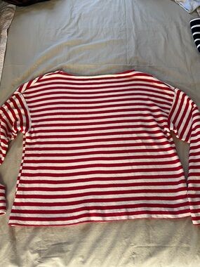 Universal Thread Red & White Striped Long Sleeve Boatneck Top
